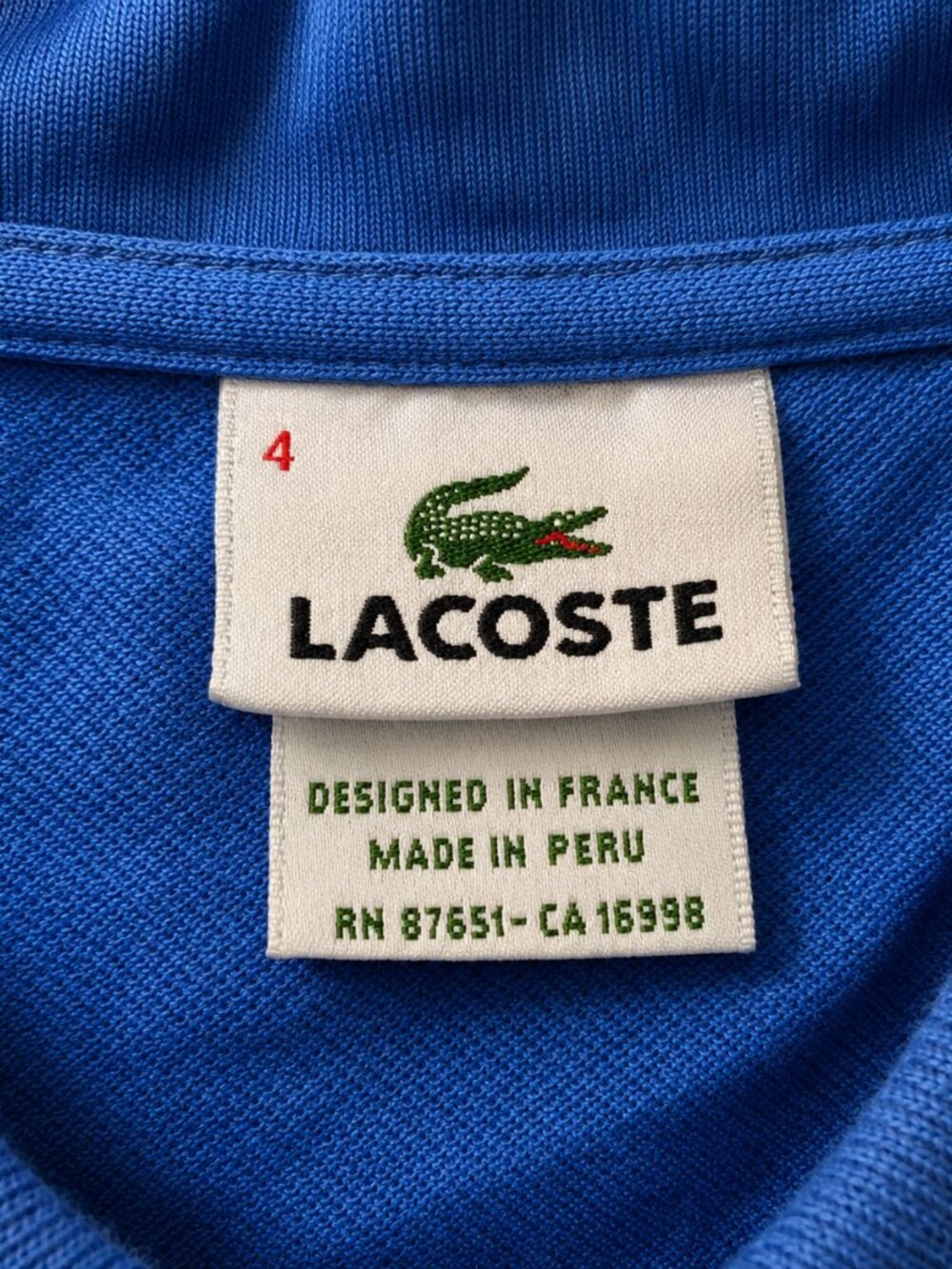 Lacoste Men's Piqué Polo Blue Crocodile Logo Size 4 / US Sz M - Picture 3 of 4